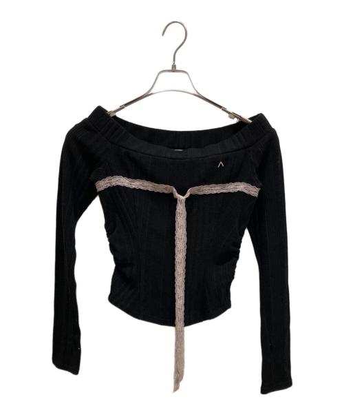 ANDMARY（アンドマリー）andmary (アンドマリー) Della ribbon tops pink ブラック サイズ:freeの古着・服飾アイテム