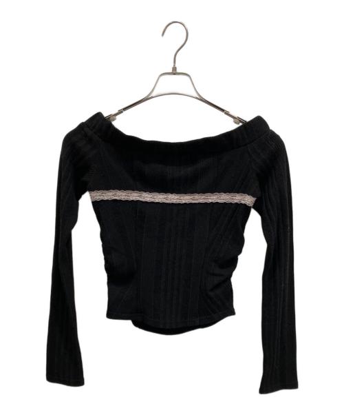 ANDMARY（アンドマリー）andmary (アンドマリー) Della ribbon tops pink ブラック サイズ:freeの古着・服飾アイテム