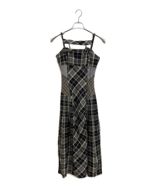 ANDMARY（アンドマリー）andmary (アンドマリー) Nadia check long dress ホワイト×ブラック サイズ:freeの古着・服飾アイテム