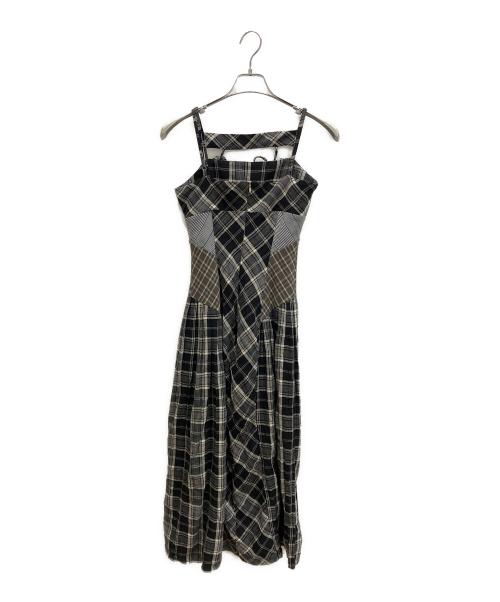 ANDMARY（アンドマリー）andmary (アンドマリー) Nadia check long dress ホワイト×ブラック サイズ:freeの古着・服飾アイテム