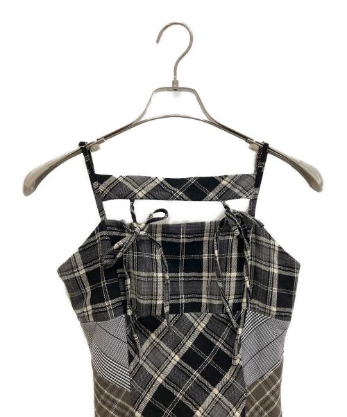ANDMARY（アンドマリー）andmary (アンドマリー) Nadia check long dress ホワイト×ブラック サイズ:freeの古着・服飾アイテム