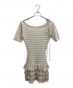 ANDMARYアンドマリー）の古着「Rachel knit frill mini dress」｜ホワイト×ピンク