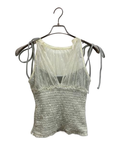ANDMARY（アンドマリー）andmary (アンドマリー) Paula lacey chiffon tops グレー×グリーン サイズ:free 未使用品の古着・服飾アイテム