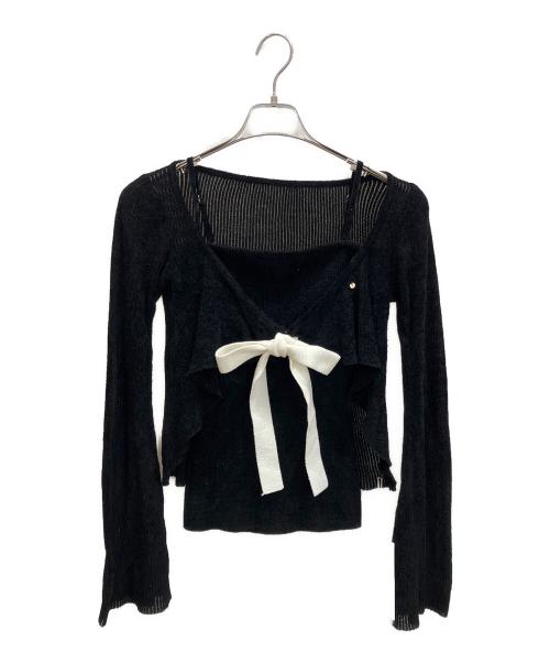 ANDMARY（アンドマリー）ANDMARY (アンドマリー) Emma knit flare cardigan set セットアップ ブラック サイズ:Fの古着・服飾アイテム