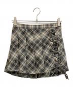 ANDMARYアンドマリー）の古着「Sonia lace up mini skirt ミニスカート」｜ベージュ×ブラウン