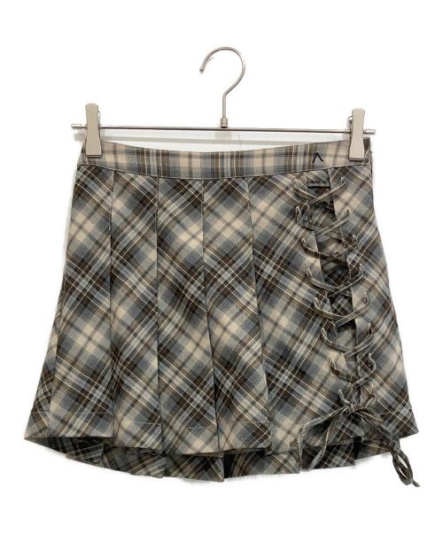 ANDMARY（アンドマリー）andmary (アンドマリー) Sonia lace up mini skirt ミニスカート ベージュ×ブラウン サイズ:Ｍの古着・服飾アイテム