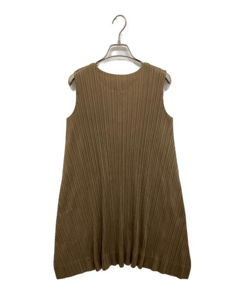 PLEATS PLEASE（プリーツプリーズ）PLEATS PLEASE (プリーツプリーズ) プリーツ ノースリーブワンピース ブラウン サイズ:3の古着・服飾アイテム