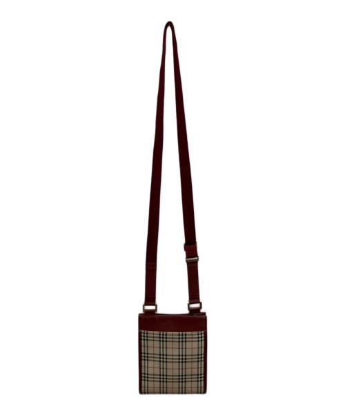 BURBERRY（バーバリー）BURBERRY (バーバリー) ノバチェックショルダーバッグ ベージュ×レッドの古着・服飾アイテム