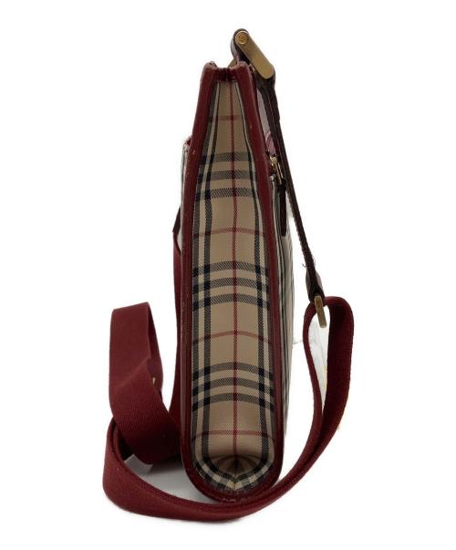 BURBERRY（バーバリー）BURBERRY (バーバリー) ノバチェックショルダーバッグ ベージュ×レッドの古着・服飾アイテム