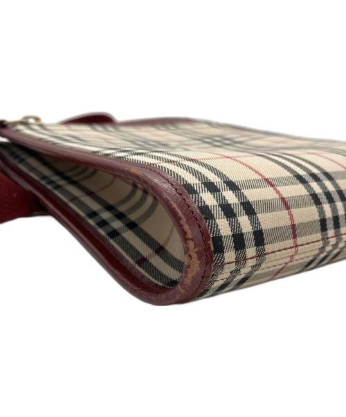BURBERRY（バーバリー）BURBERRY (バーバリー) ノバチェックショルダーバッグ ベージュ×レッドの古着・服飾アイテム