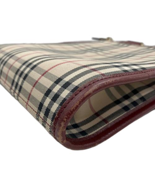 BURBERRY（バーバリー）BURBERRY (バーバリー) ノバチェックショルダーバッグ ベージュ×レッドの古着・服飾アイテム