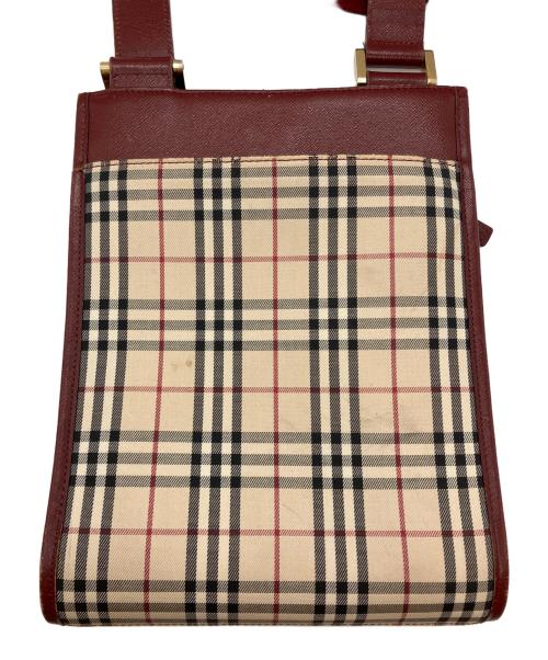 BURBERRY（バーバリー）BURBERRY (バーバリー) ノバチェックショルダーバッグ ベージュ×レッドの古着・服飾アイテム