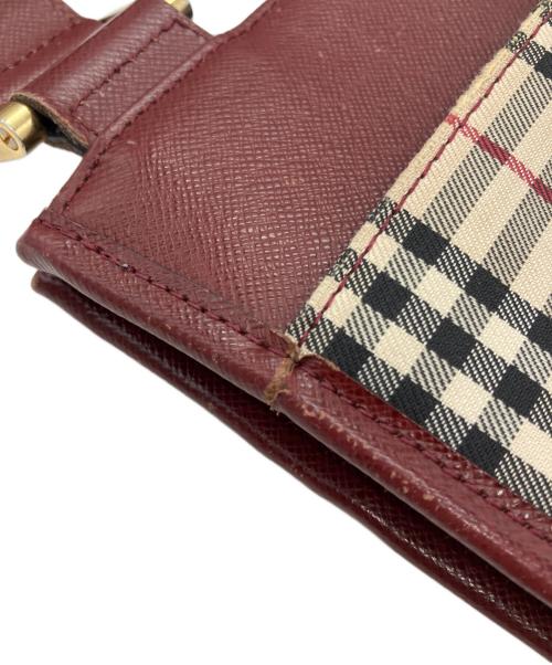 BURBERRY（バーバリー）BURBERRY (バーバリー) ノバチェックショルダーバッグ ベージュ×レッドの古着・服飾アイテム