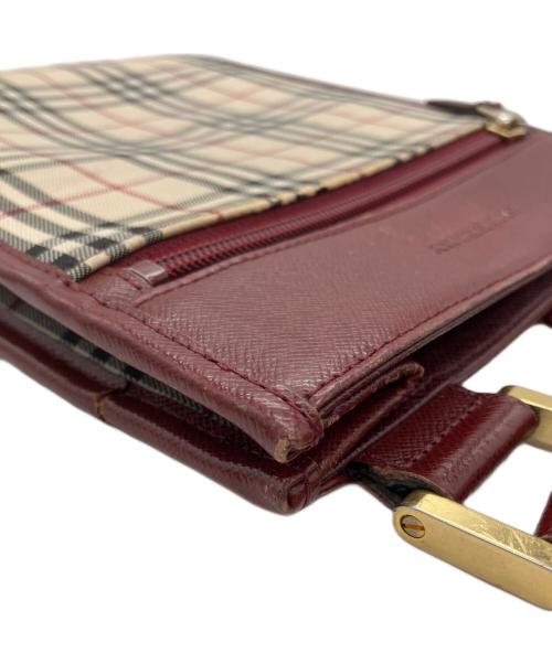 BURBERRY（バーバリー）BURBERRY (バーバリー) ノバチェックショルダーバッグ ベージュ×レッドの古着・服飾アイテム