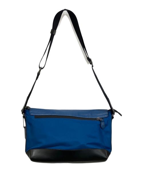 COACH（コーチ）COACH (コーチ) パーフォレイテッド レザー バイク ショルダーバッグ ブルー×ブラックの古着・服飾アイテム