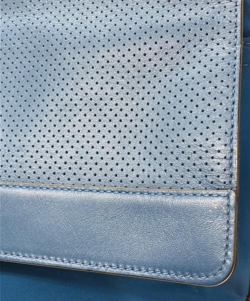 COACH（コーチ）COACH (コーチ) パーフォレイテッド レザー バイク ショルダーバッグ ブルー×ブラックの古着・服飾アイテム