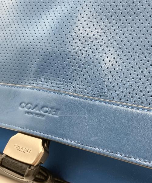 COACH（コーチ）COACH (コーチ) パーフォレイテッド レザー バイク ショルダーバッグ ブルー×ブラックの古着・服飾アイテム