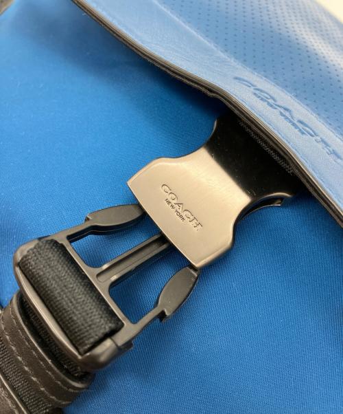 COACH（コーチ）COACH (コーチ) パーフォレイテッド レザー バイク ショルダーバッグ ブルー×ブラックの古着・服飾アイテム
