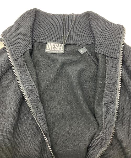 DIESEL（ディーゼル）DIESEL (ディーゼル) OUT-OUT-JIP サイドラインニットジャケット ブラック サイズ:Mの古着・服飾アイテム