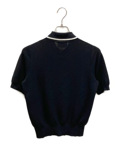 UNITED ARROWS TOKYO（ユナイテッドアローズトウキョウ）UNITED ARROWS TOKYO (ユナイテッドアローズトウキョウ) スカラップ フリル ショートスリーブ ニット ブラック サイズ:freeの古着・服飾アイテム