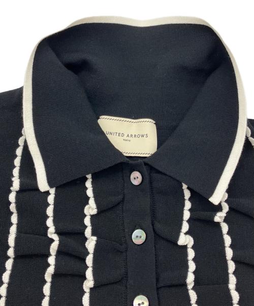UNITED ARROWS TOKYO（ユナイテッドアローズトウキョウ）UNITED ARROWS TOKYO (ユナイテッドアローズトウキョウ) スカラップ フリル ショートスリーブ ニット ブラック サイズ:freeの古着・服飾アイテム