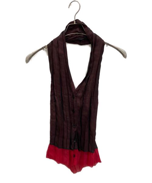 ISSEY MIYAKE（イッセイミヤケ）ISSEY MIYAKE (イッセイミヤケ) プリーツ ノースリーブブラウス レッド サイズ:Mの古着・服飾アイテム
