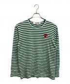 PLAY COMME des GARCONSプレイコムデギャルソン）の古着「ワッペンボーダーカットソー」｜グリーン