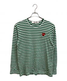 PLAY COMME des GARCONS（プレイコムデギャルソン）の古着「ワッペンボーダーカットソー」｜グリーン