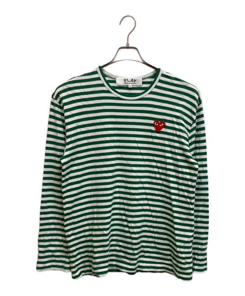 PLAY COMME des GARCONS（プレイコムデギャルソン）PLAY COMME des GARCONS (プレイコムデギャルソン) ワッペンボーダーカットソー グリーン サイズ:XLの古着・服飾アイテム