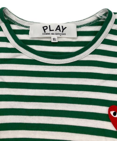 PLAY COMME des GARCONS（プレイコムデギャルソン）PLAY COMME des GARCONS (プレイコムデギャルソン) ワッペンボーダーカットソー グリーン サイズ:XLの古着・服飾アイテム