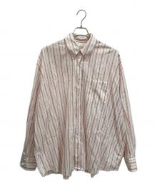 OUR LEGACY（アワーレガシー）の古着「Borrowed BD Shirt Printed Red Stripe ストライプシャツ」｜ホワイト×レッド