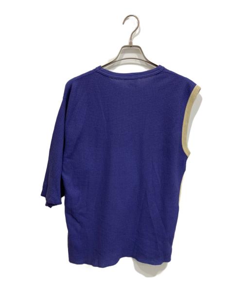 i AWAK（アイアワク）i AWAK (アイアワク) TWO TONE ASYMMETRY T-SHIRT パープル サイズ:freeの古着・服飾アイテム