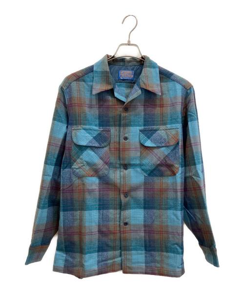 PENDLETON（ペンドルトン）PENDLETON (ペンドルトン) 70S オープンカラー ボードネルシャツ ブルー サイズ:Mの古着・服飾アイテム