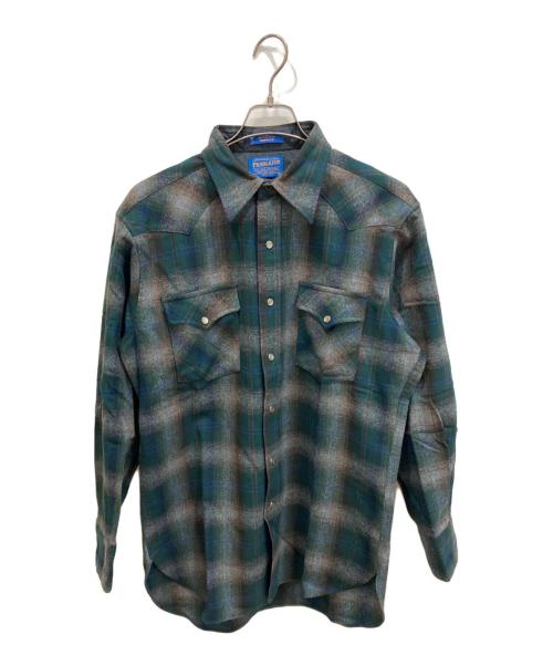 PENDLETON（ペンドルトン）PENDLETON (ペンドルトン) 90S ウールウエスタンシャツ グリーン サイズ:Mの古着・服飾アイテム