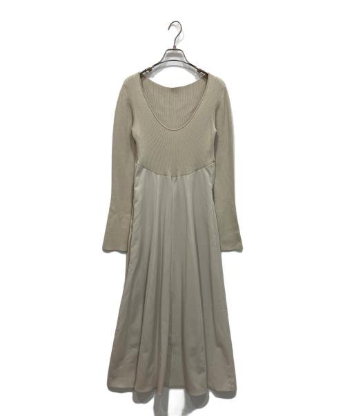 FRAY ID（フレイ アイディー）FRAY ID (フレイ アイディー) フレアスカートコンビニットワンピース ベージュ サイズ:Fの古着・服飾アイテム