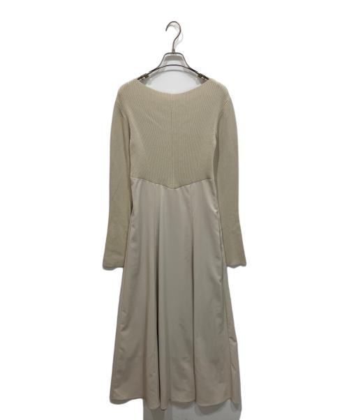 FRAY ID（フレイ アイディー）FRAY ID (フレイ アイディー) フレアスカートコンビニットワンピース ベージュ サイズ:Fの古着・服飾アイテム