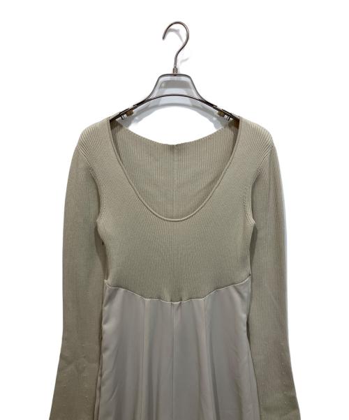 FRAY ID（フレイ アイディー）FRAY ID (フレイ アイディー) フレアスカートコンビニットワンピース ベージュ サイズ:Fの古着・服飾アイテム