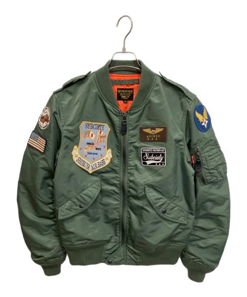 AVIREX（アヴィレックス）AVIREX (アヴィレックス) SUBCIETY (サブサエティ) L-2Bフライトジャケット カーキ サイズ:Mの古着・服飾アイテム