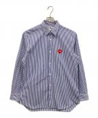 PLAY COMME des GARCONS×Invaderプレイコムデギャルソン×インベーダー）の古着「Striped Shirt コラボ ストライプシャツ」｜ホワイト×ブルー