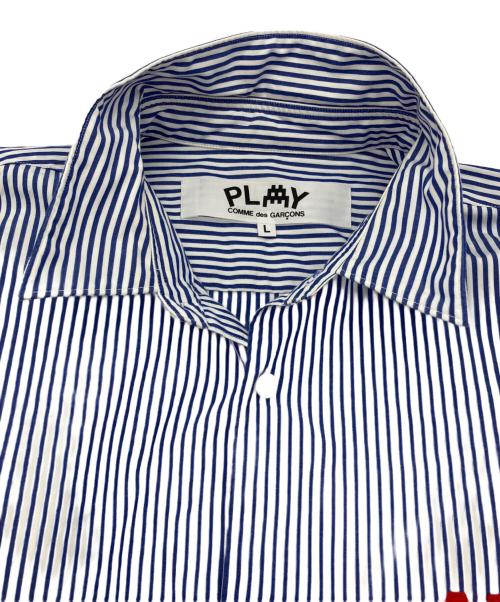 PLAY COMME des GARCONS（プレイコムデギャルソン）PLAY COMME des GARCONS (プレイコムデギャルソン) INVADER (インベーダー) Striped Shirt コラボ ストライプシャツ ホワイト×ブルー サイズ:Mの古着・服飾アイテム
