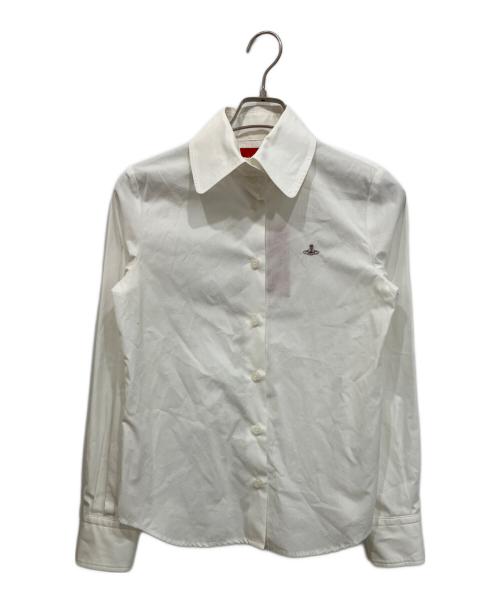 Vivienne Westwood RED LABEL（ヴィヴィアンウエストウッドレッドレーベル）Vivienne Westwood RED LABEL (ヴィヴィアンウエストウッドレッドレーベル) オーブ総柄刺繍シャツ ホワイト サイズ:02の古着・服飾アイテム