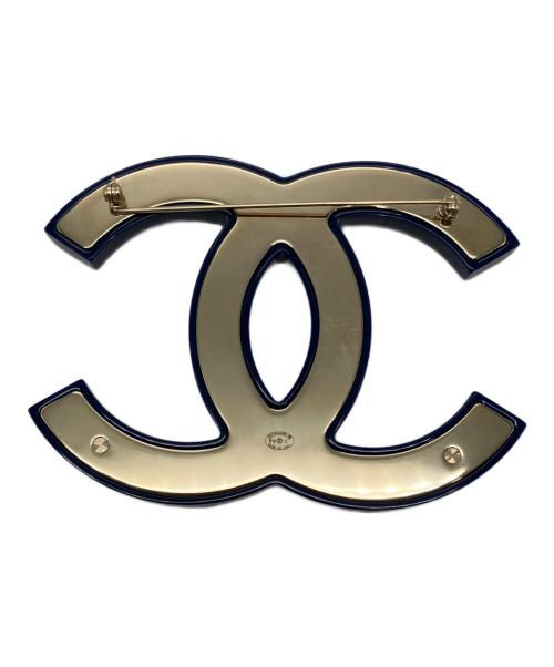 CHANEL（シャネル）CHANEL (シャネル) ラインストーン CCマーク ブローチ ネイビーの古着・服飾アイテム