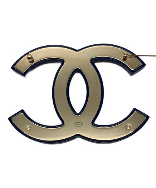 CHANEL（シャネル）CHANEL (シャネル) ラインストーン CCマーク ブローチ ネイビーの古着・服飾アイテム