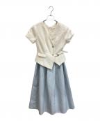 HER LIP TOハーリップトゥ）の古着「Asymmetrical Belted Docking Dress」｜ブルー×ホワイト