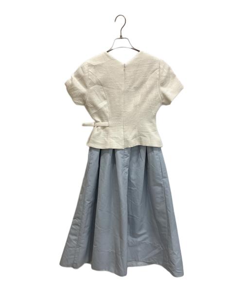 HER LIP TO（ハーリップトゥ）Her lip to (ハーリップトゥ) Asymmetrical Belted Docking Dress ブルー×ホワイト サイズ:Sの古着・服飾アイテム