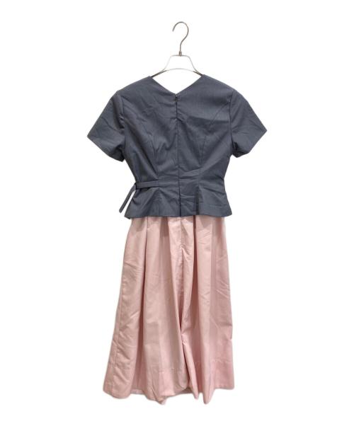 HER LIP TO（ハーリップトゥ）Her lip to (ハーリップトゥ) Asymmetrical Belted Docking Dress グレー×ピンク サイズ:Sの古着・服飾アイテム