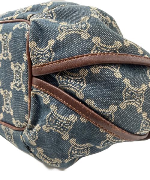 CELINE（セリーヌ）CELINE (セリーヌ) マカダム柄 デニムハンドバッグ ブラウン×ブルーの古着・服飾アイテム