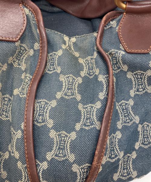 CELINE（セリーヌ）CELINE (セリーヌ) マカダム柄 デニムハンドバッグ ブラウン×ブルーの古着・服飾アイテム