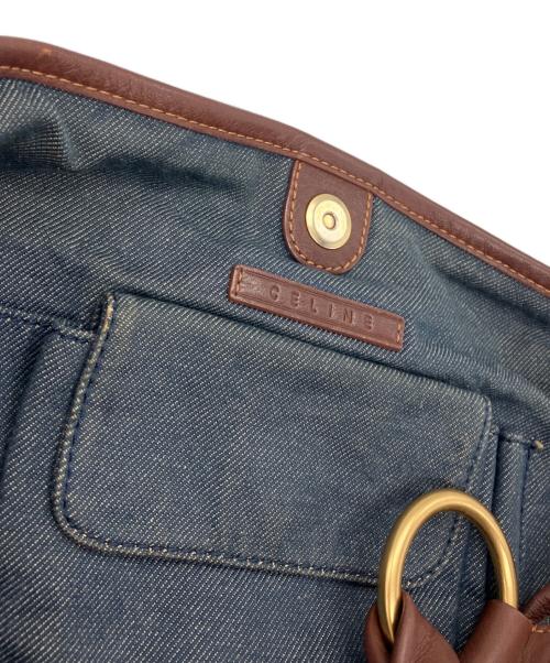 CELINE（セリーヌ）CELINE (セリーヌ) マカダム柄 デニムハンドバッグ ブラウン×ブルーの古着・服飾アイテム