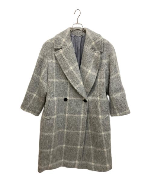 23区（ニジュウサンク）23区 (ニジュウサンク) MANTECOシャギーチェックコート グレー サイズ:44の古着・服飾アイテム